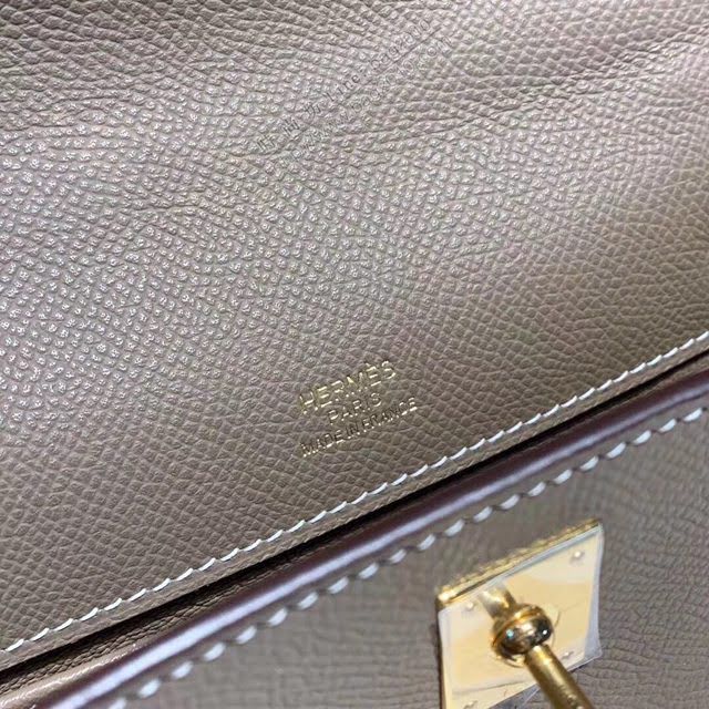 Hermes女包 愛馬仕Kelly pochette一代手包 原廠epsom皮 大象灰/金扣 手工蠟線 Hermes手提女包  am1730